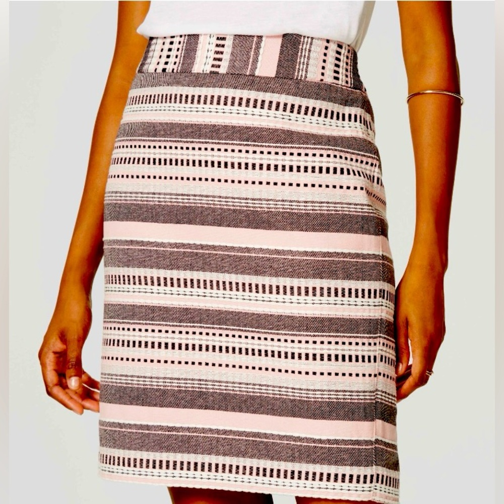 Ann Taylor LOFT Striped Textured Jacquard Pencil Skirt Size 12